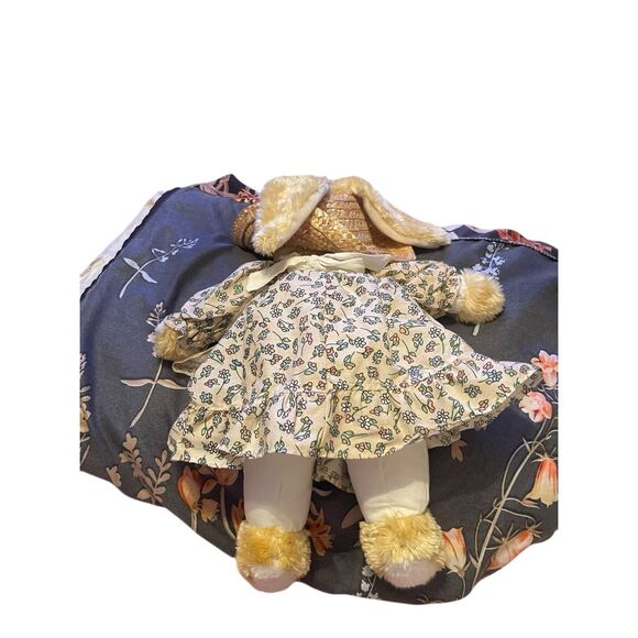 Walmart Brown Easter Bunny Rabbit Flower Dress Straw Hat Stuffed Animal 18" - Picture 3 of 8